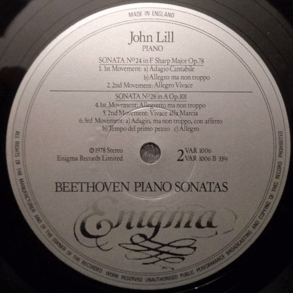 Enigma Records (8) VAR 1006 - Ludwig Van Beethoven, John Lill - - Image 4