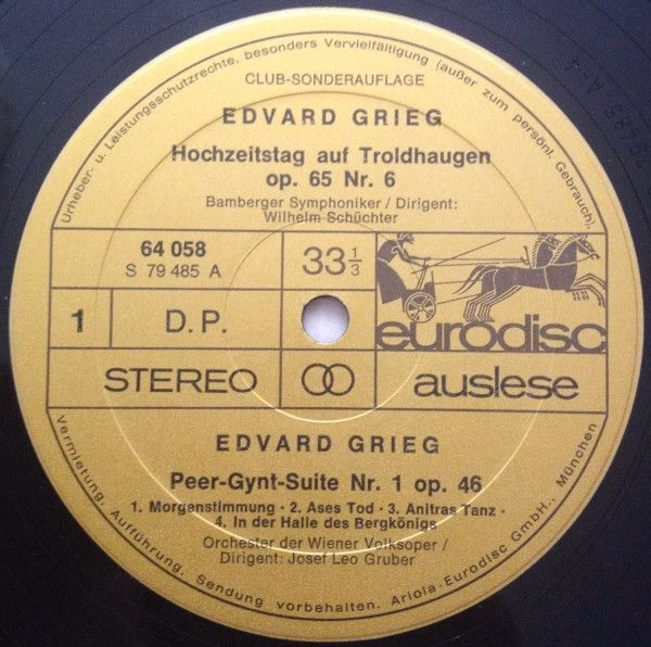 Eurodisc Auslese 64 058 - Edvard Grieg, Bamberger Symphoniker - - Image 4