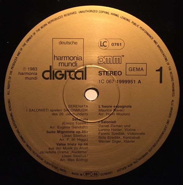 Deutsche Harmonia Mundi 1C 067 1999951 - I Salonisti - Serenata - Image 3