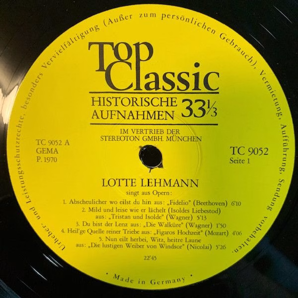 Top Classic TC 9052 - Lotte Lehmann - Singt Aus Opern - Image 4