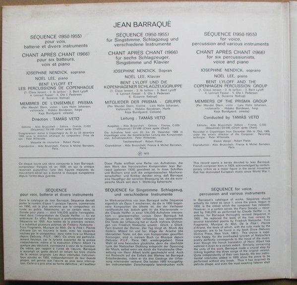 Valois MB 951 - Jean Barraqué, Josephine Nendick, Noël Lee, Cope - Image 2