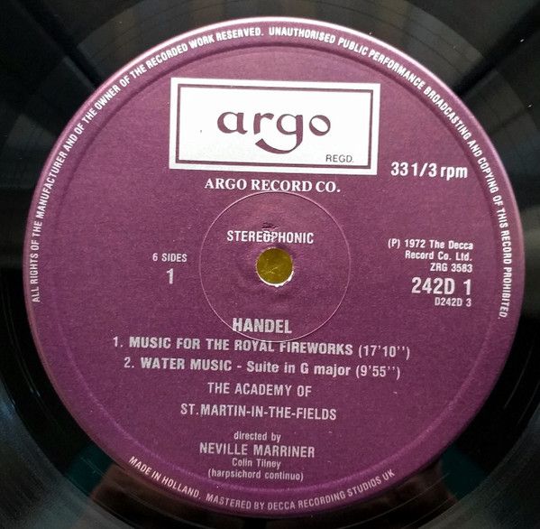 Argo D242 D3 - Georg Friedrich Händel, The Academy Of St. Martin - Image 5