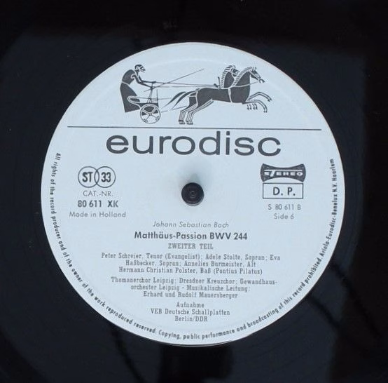 Eurodisc 80 613 XK - Johann Sebastian Bach, Thomanerchor, Dresdn - Image 10