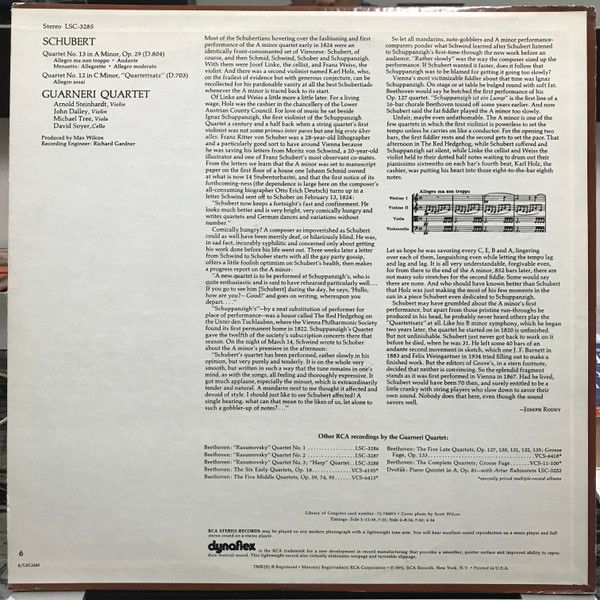 RCA Red Seal LSC-3285 - Guarneri Quartet, Franz Schubert - Quart - Image 2