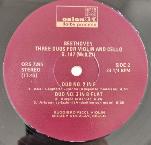 Orion ORS 7295 - Ludwig van Beethoven, Ruggiero Ricci, Mihaly Vi - Image 4