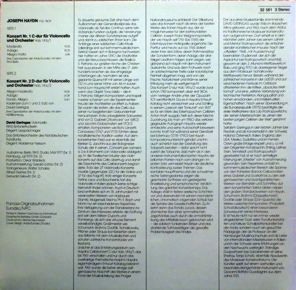 Parnass 32 561 3 - Joseph Haydn, David Geringas, Leopold Hager, - Image 2