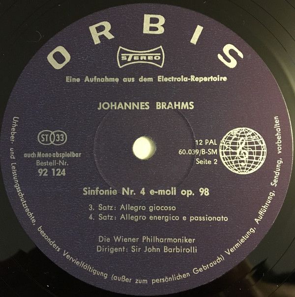 Orbis 92 124 - Johannes Brahms, Wiener Philharmoniker, Sir John - Image 3