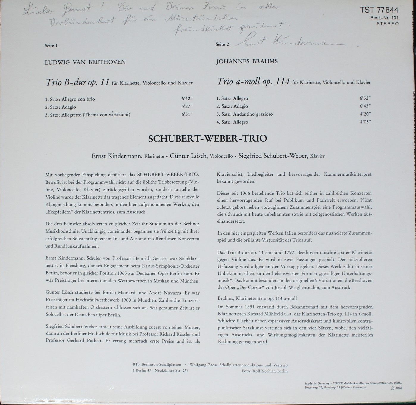 BTS Berlinton-Schallplatten 101 - Ludwig van Beethoven, Johannes - Image 2