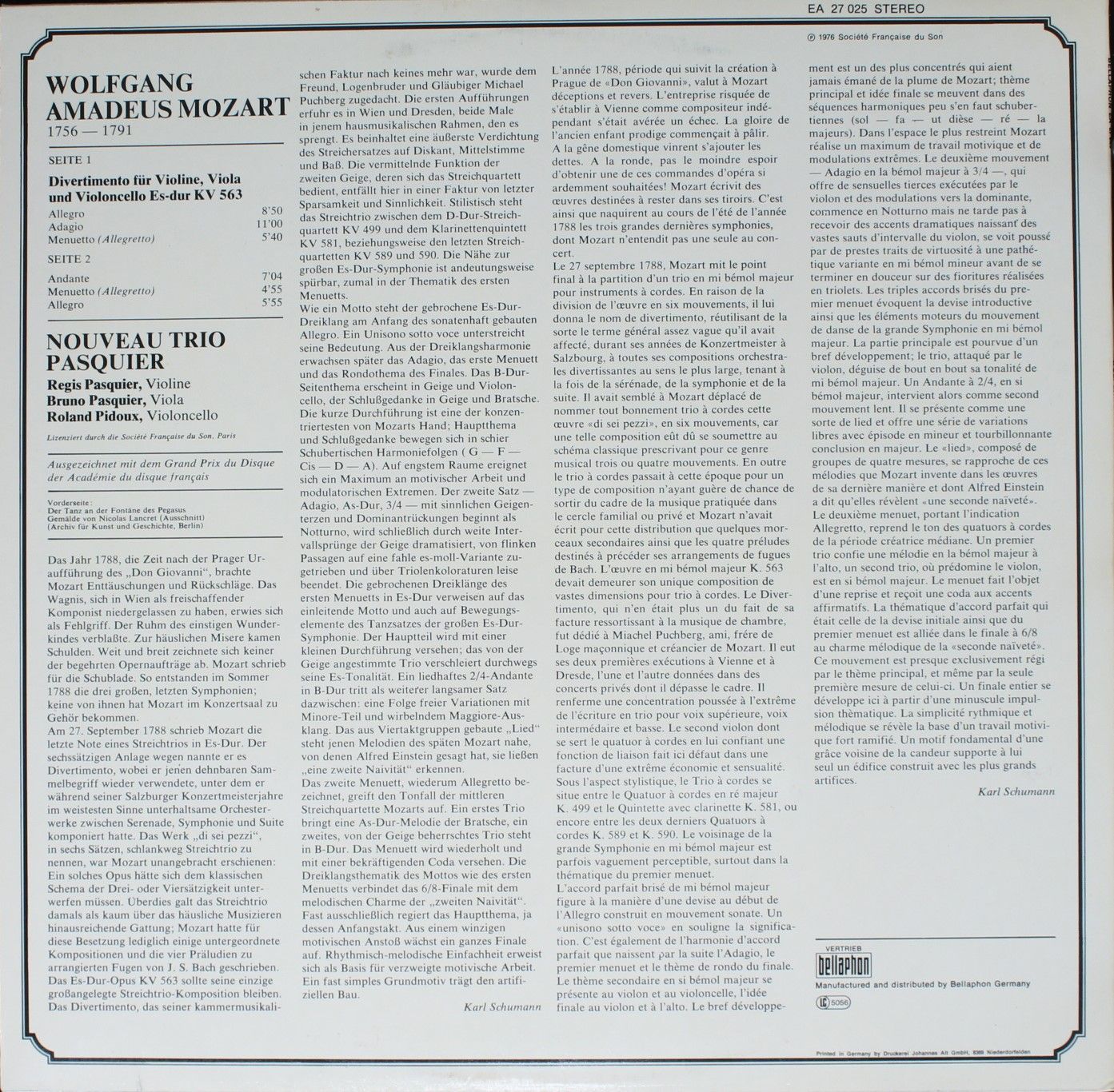 Aristocrate EA 27025 - Wolfgang Amadeus Mozart, Le Nouveau Trio - Image 2