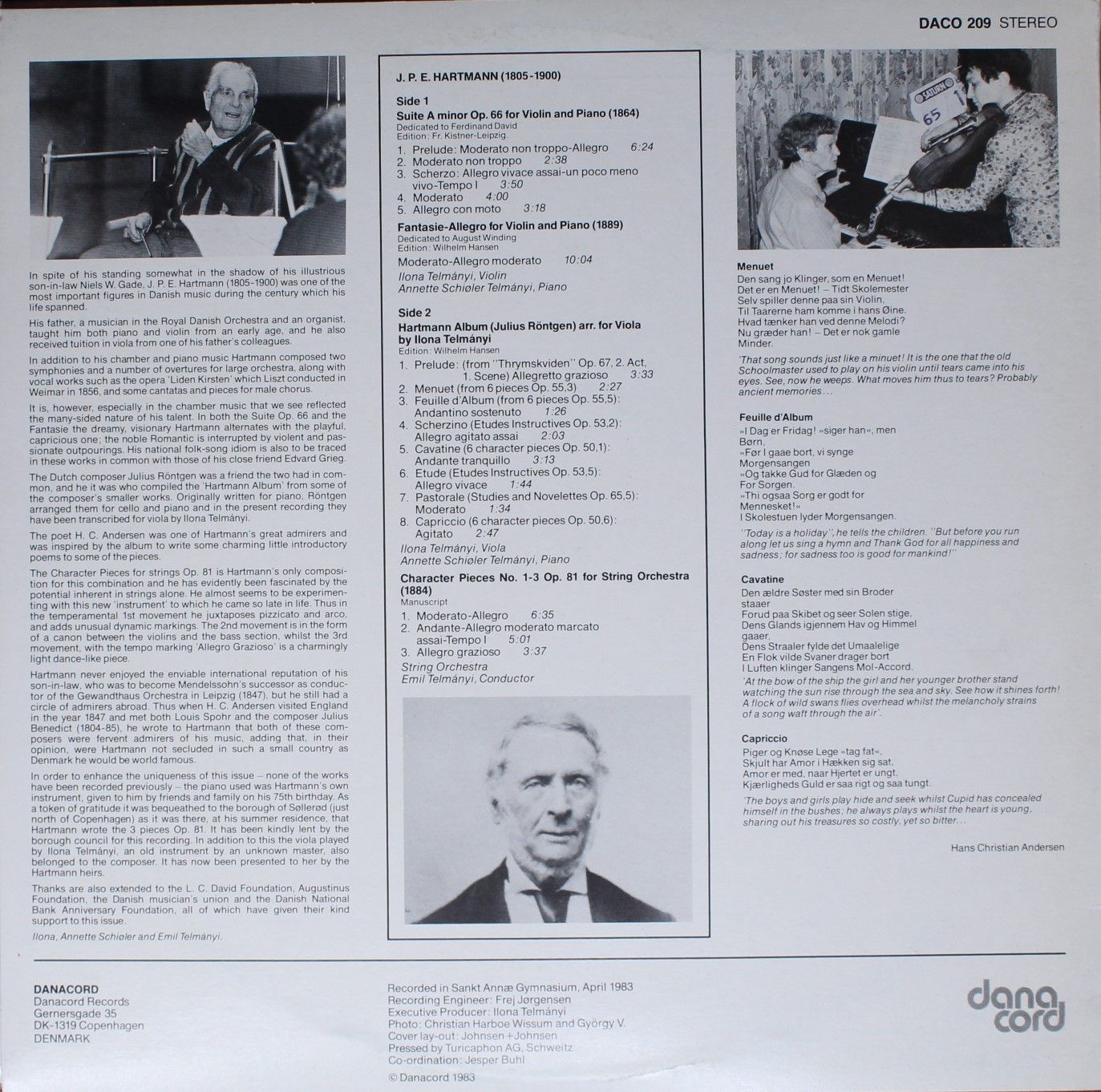 danacord DACO 209 - Johan Peter Emilius Hartmann - Hartmann Albu - Image 2