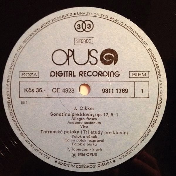 Opus 9311 1769 - Ján Cikker, Peter Toperczer - Piano Works - Image 3