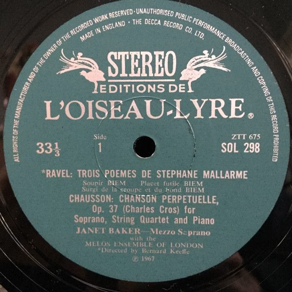 L'Oiseau-Lyre SOL 298 - Ernest Chausson, Maurice Ravel, Maurice - Image 4