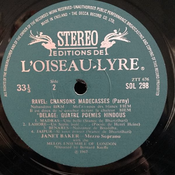 L'Oiseau-Lyre SOL 298 - Ernest Chausson, Maurice Ravel, Maurice - Image 5