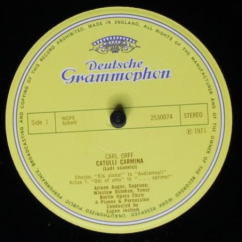 Deutsche Grammophon 2530 074 - Carl Orff, Arleen Auger, Wiesław - Image 3
