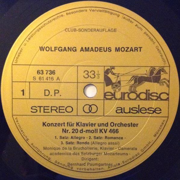 Eurodisc 63 736 - Wolfgang Amadeus Mozart, Monique de la Bruchol - Image 3