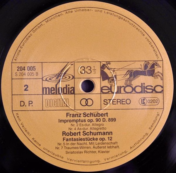 Eurodisc 204 005-425 - Franz Schubert, Robert Schumann, Sviatosl - Image 3