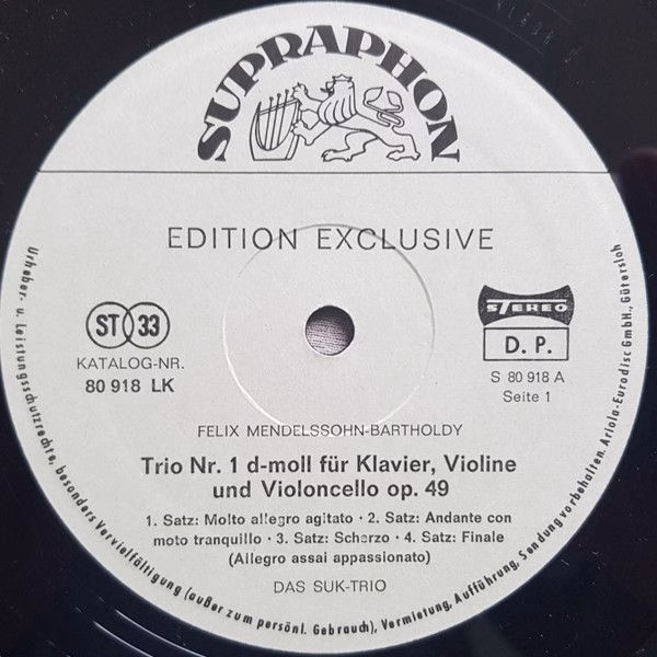 Supraphon 80 918 LK - Johannes Brahms, Felix Mendelssohn-Barthol - Image 2