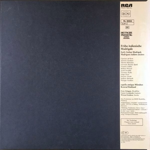 RCA Red Seal RL 30354 - Cipriano De Rore, Jacques Arcadelt, Phil - Image 2