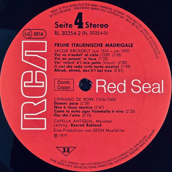 RCA Red Seal RL 30354 - Cipriano De Rore, Jacques Arcadelt, Phil - Image 6