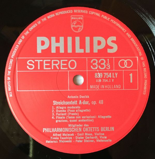 Philips 839 754 LY - Antonín Dvořák, Philharmonisches Oktett Ber - Image 3