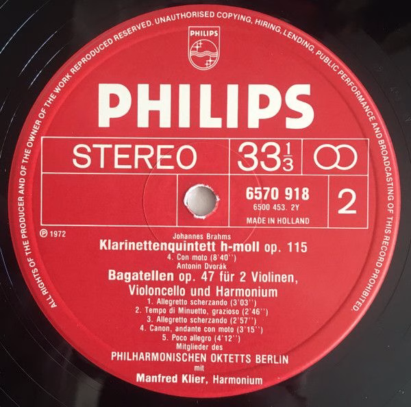 Philips 6570 918 - Johannes Brahms, Antonín Dvořák, Herbert Stäh - Image 4