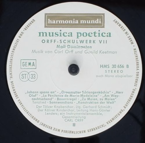 Harmonia Mundi HMS 30 656 - Carl Orff, Gunild Keetman - Musica P - Image 5