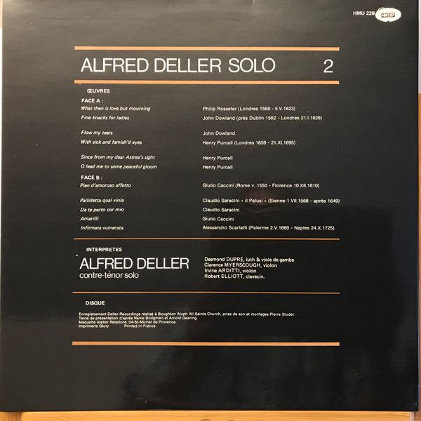 Harmonia Mundi HMU 228 - Alfred Deller - Alfred Deller Solo Volu - Image 2