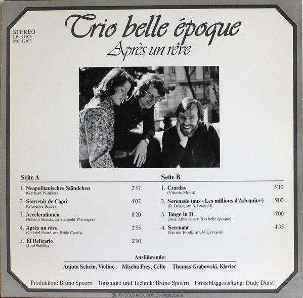 Gold Records LP 11 073 - Trio Belle Époque - Après Un Rêve - Image 2