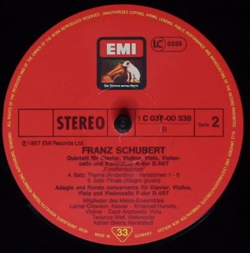 His Master's Voice 1C 037-00 338 - Franz Schubert, Members Of Th - Image 4
