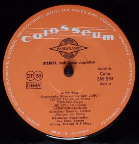 Colosseum Colos/SM 533 - Alban Berg, Boris Blacher, Nürnberger S - Image 3