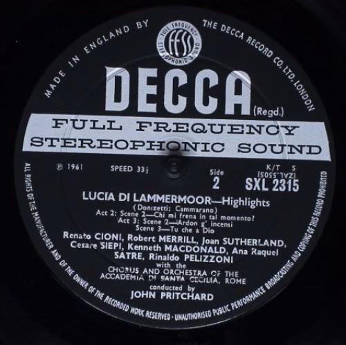 DECCA SXL 2315 - Various - Lucia Lammermoor Highlights - Image 4