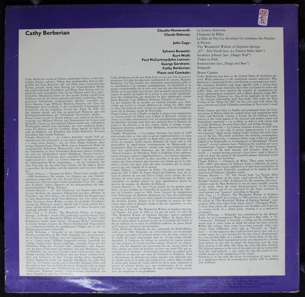 WERGO WER 60054 - Cathy Berberian, Various - MagnifiCathy - The - Image 2