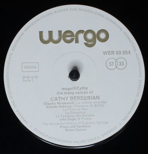 WERGO WER 60054 - Cathy Berberian, Various - MagnifiCathy - The - Image 3