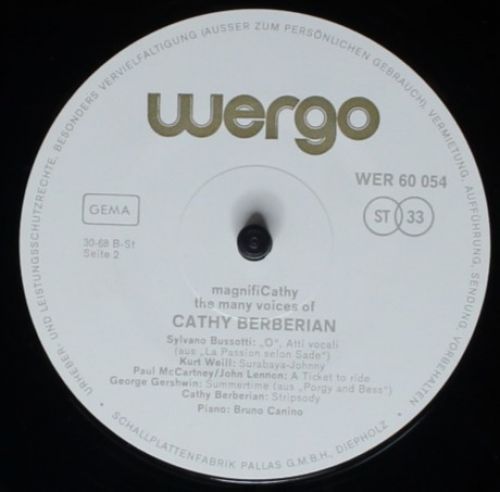 WERGO WER 60054 - Cathy Berberian, Various - MagnifiCathy - The - Image 4