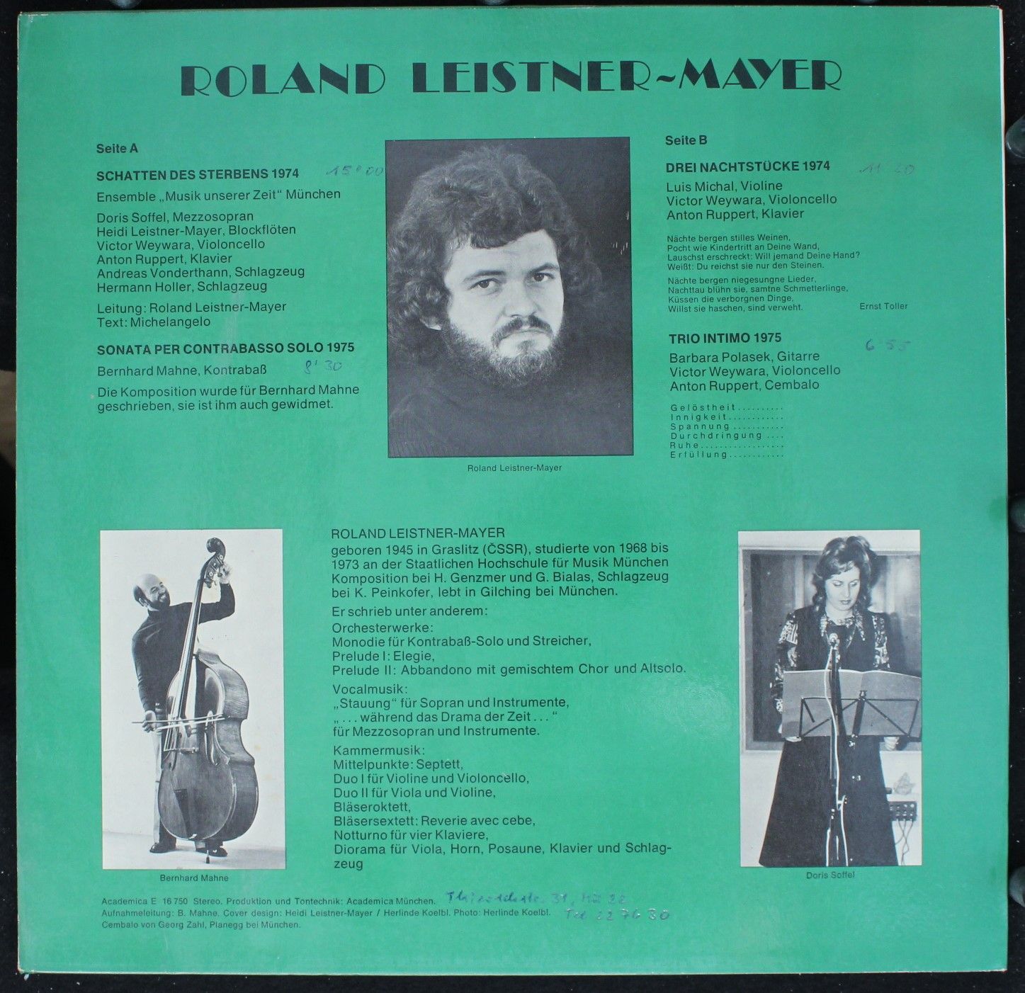 Academica E 16 750 - Roland Leistner-Mayer - Schatten Des Sterbe - Image 2