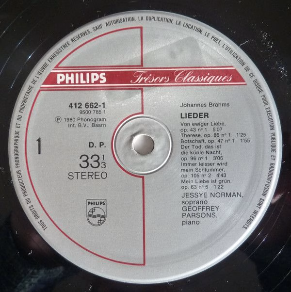 Philips 412 662-1 - Johannes Brahms, Jessye Norman, Geoffrey Par - Image 3