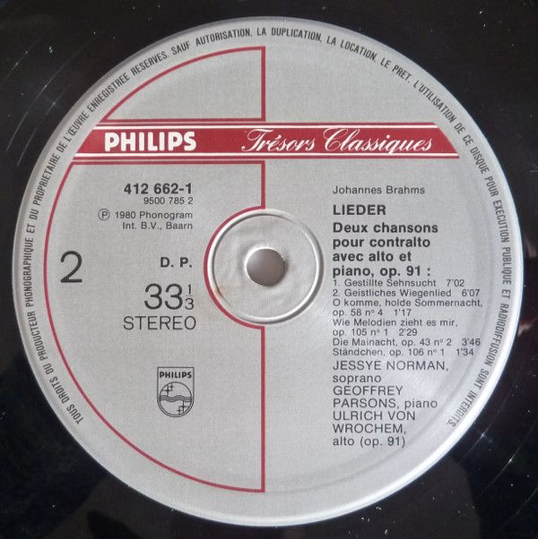 Philips 412 662-1 - Johannes Brahms, Jessye Norman, Geoffrey Par - Image 4