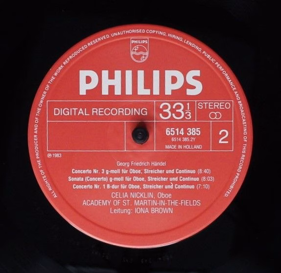 Philips 6514 385 - Georg Friedrich Händel, Iona Brown, Celia Nic - Image 4