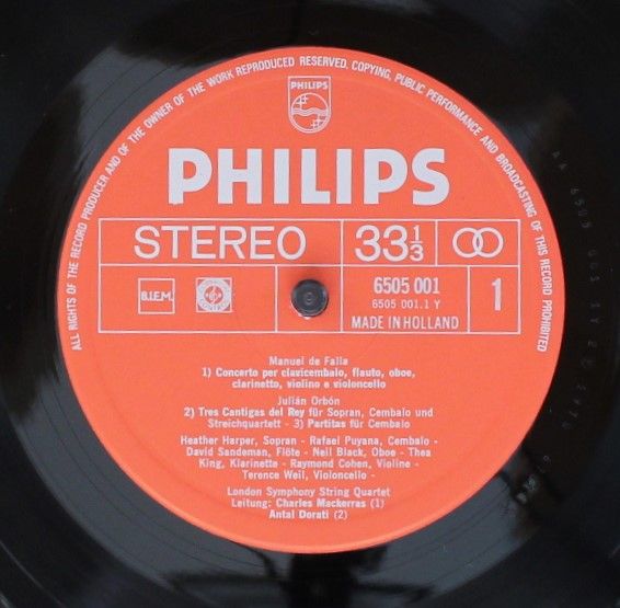 Philips 6505 001 - Manuel De Falla, Rafael Puyana - Harpsichord - Image 3