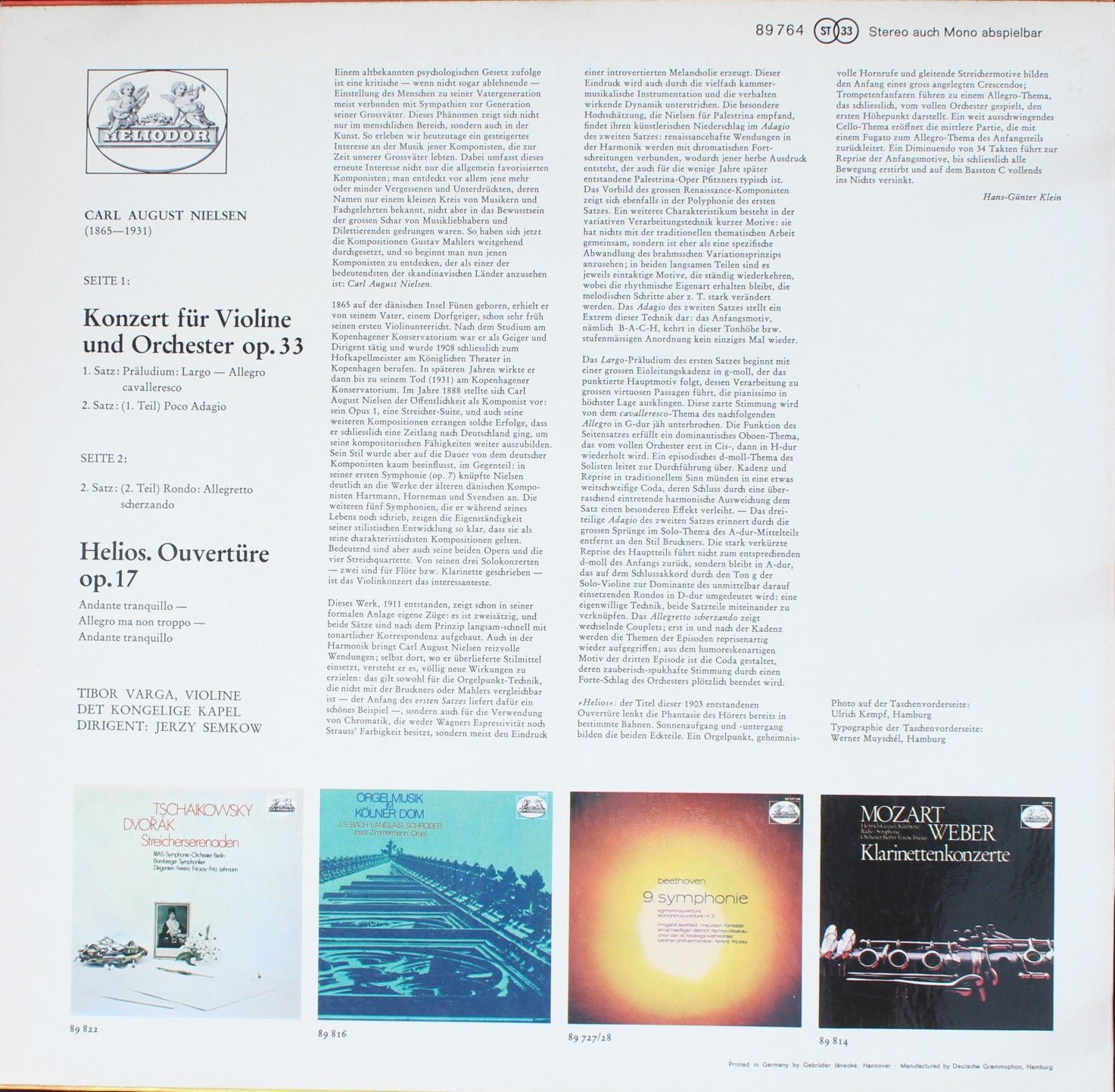 HELIODOR 89 764 - Carl Nielsen, Tibor Varga, Det Kongelige Kapel - Image 2