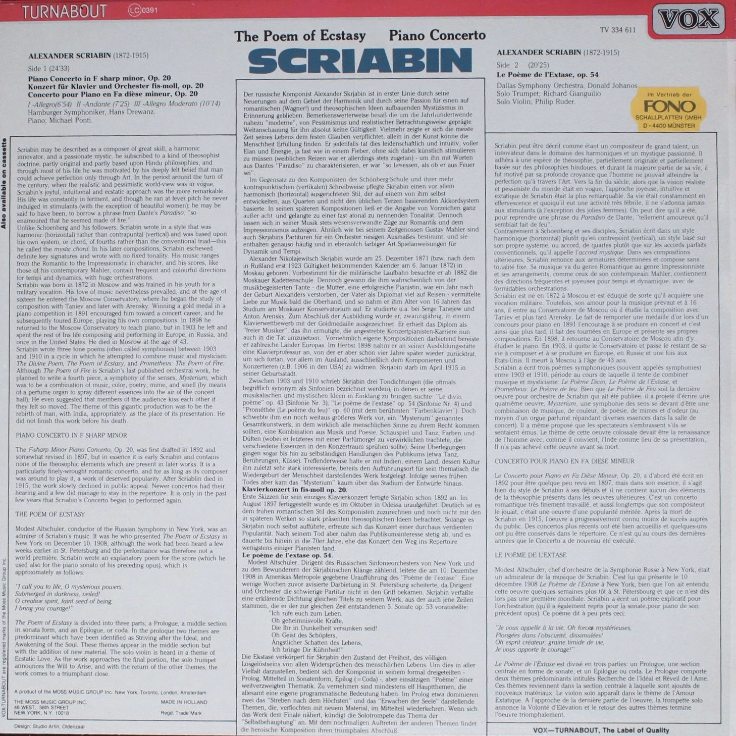 VOX/Turnabout TV 334611 - Alexander Scriabin, Michael Ponti, Ham - Image 2