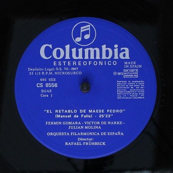 Columbia CS 8556 - Manuel De Falla, Rafael Frühbeck De Burgos, O - Image 3