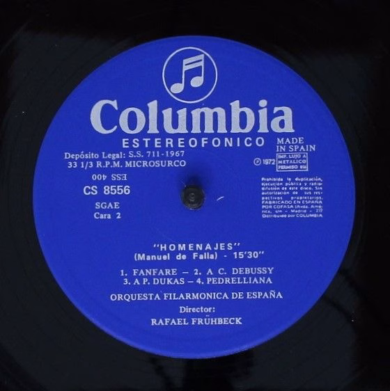 Columbia CS 8556 - Manuel De Falla, Rafael Frühbeck De Burgos, O - Image 4