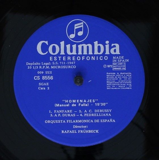 Columbia CS 8556 - Manuel De Falla, Rafael Frühbeck De Burgos, O - Image 4