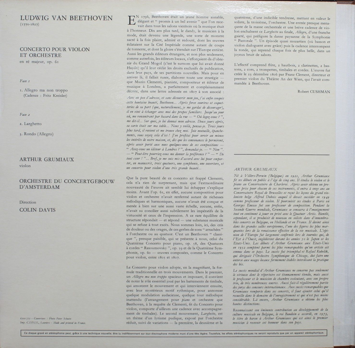 Philips 6500 775 - Ludwig van Beethoven, Arthur Grumiaux, Sir Co - Image 3