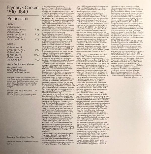 Eterna 8 26 817 - Frédéric Chopin, Arthur Rubinstein - Polonaise - Image 2