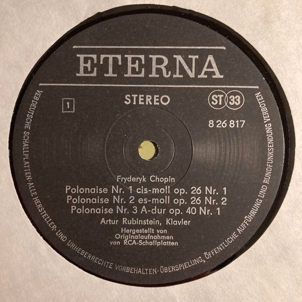 Eterna 8 26 817 - Frédéric Chopin, Arthur Rubinstein - Polonaise - Image 3