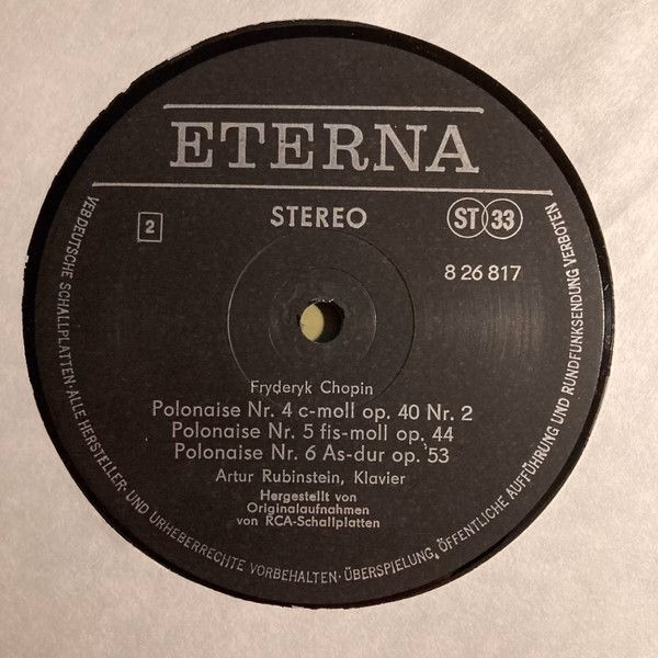 Eterna 8 26 817 - Frédéric Chopin, Arthur Rubinstein - Polonaise - Image 4
