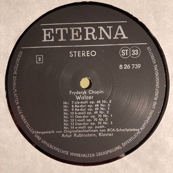 Eterna 8 26 739 - Frédéric Chopin, Arthur Rubinstein - Walzer - Image 4
