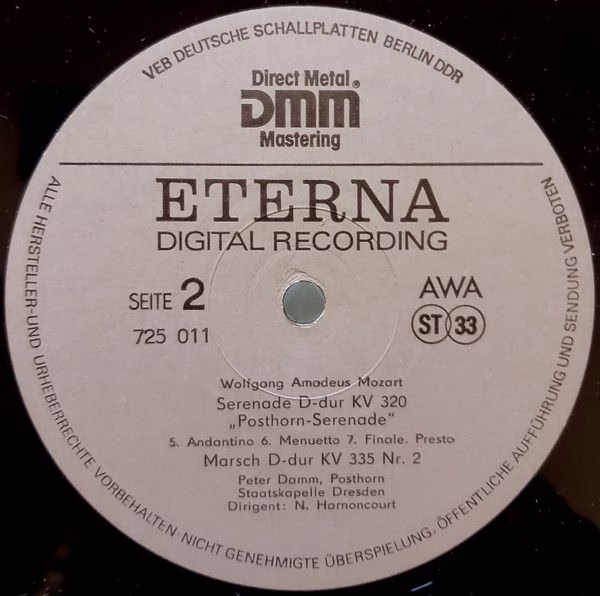 Eterna 725 011 - Wolfgang Amadeus Mozart, Nikolaus Harnoncourt, - Image 4